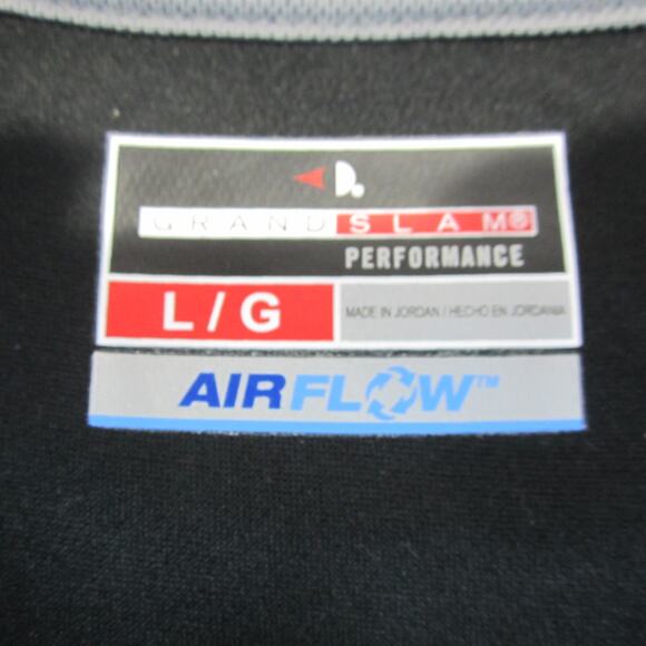 Grand Slam Polo Shirt Mens Large Short Sleeve Black Grey Golf - Picture 3 of 7